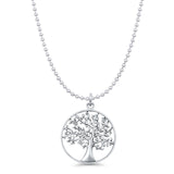 Tree Of Life Pendant Oxidized Bead Chain Necklace 925 Sterling Silver
