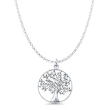 Tree Of Life Pendant Oxidized Rolo Chain Necklace 925 Sterling Silver