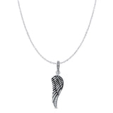 Angel Wing Pendant Oxidized Cable Chain Necklace 925 Sterling Silver