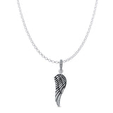 Angel Wing Pendant Oxidized Rolo Chain Necklace 925 Sterling Silver