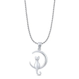  Crescent Moon Cat Pendant Necklace