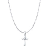 Dove Cross Pendant Oxidized Bead Chain Necklace 925 Sterling Silver