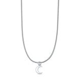 Crescent Moon Pendant Oxidized Snake Chain Necklace 925 Sterling Silver