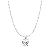 Love Birds Heart Pendant Oxidized Bead Chain Necklace 925 Sterling Silver