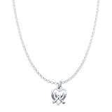 Love Birds Heart Pendant Oxidized Rolo Chain Necklace 925 Sterling Silver