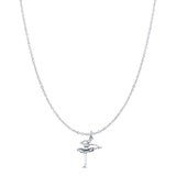Ballet Dancer Pendant Oxidized Cable Chain Necklace 925 Sterling Silver