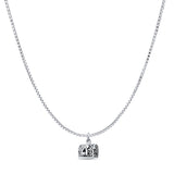 Treasure Chest Pendant Oxidized Box Chain Necklace 925 Sterling Silver