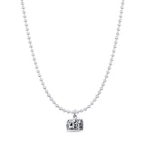 Treasure Chest Pendant Oxidized Bead Chain Necklace 925 Sterling Silver