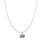 Treasure Chest Pendant Oxidized Rolo Chain Necklace 925 Sterling Silver