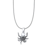 Octopus Pendant Oxidized Snake Chain Necklace 925 Sterling Silver