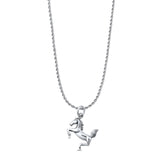 Horse Pendant Oxidized Rope Chain Necklace 925 Sterling Silver