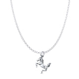 Horse Pendant Oxidized Rolo Chain Necklace 925 Sterling Silver