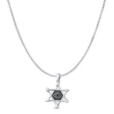 Evil Eye Hexagram Pendant Oxidized Box Chain Necklace 925 Sterling Silver