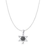 Evil Eye Hexagram Pendant Oxidized Cable Chain Necklace 925 Sterling Silver