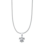 Sea Turtle Pendant Oxidized Snake Chain Necklace 925 Sterling Silver