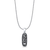 Moon Star Evil Eye Pendant Oxidized Rope Chain Necklace 925 Sterling Silver