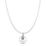 Daisy Flower Pendant Oxidized Rolo Chain Necklace 925 Sterling Silver