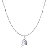 Horse Head Pendant Oxidized Box Chain Necklace 925 Sterling Silver