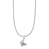 Butterfly Pendant Oxidized Snake Chain Necklace 925 Sterling Silver