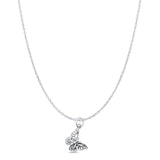 Butterfly Pendant Oxidized Cable Chain Necklace 925 Sterling Silver