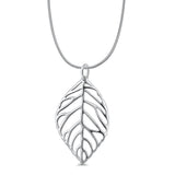 Leaf Pendant Oxidized Snake Chain Necklace 925 Sterling Silver