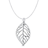 Leaf Pendant Oxidized Cable Chain Necklace 925 Sterling Silver
