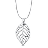 Leaf Pendant Oxidized Rope Chain Necklace 925 Sterling Silver