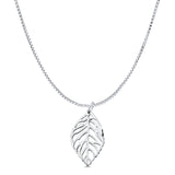 Leaf Pendant Oxidized Box Chain Necklace 925 Sterling Silver