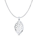 Leaf Pendant Oxidized Box Chain Necklace 925 Sterling Silver