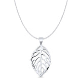 Leaf Pendant Oxidized Cable Chain Necklace 925 Sterling Silver