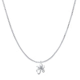 Octopus Pendant Oxidized Box Chain Necklace 925 Sterling Silver