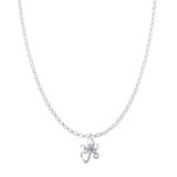 Octopus Pendant Oxidized Rolo Chain Necklace 925 Sterling Silver