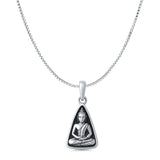Buddha Pendant Oxidized Box Chain Necklace 925 Sterling Silver
