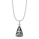 Buddha Pendant Oxidized Rope Chain Necklace 925 Sterling Silver