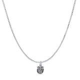 Owl Pendant Oxidized Box Chain Necklace 925 Sterling Silver