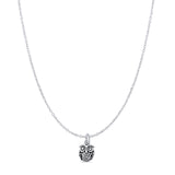 Owl Pendant Cable Chain Necklace 925 Sterling Silver