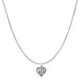  Filigree Floral Heart Pendant Necklace