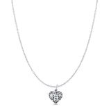  Filigree Floral Heart Pendant Necklace
