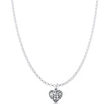  Filigree Floral Heart Pendant Necklace