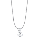 Anchor Pendant Oxidized Rope Chain Necklace 925 Sterling Silver