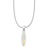 Oval Lab Opal Pendant Necklace