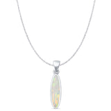 Oval Lab Opal Pendant Necklace