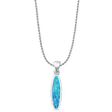 Oval Lab Opal Pendant Necklace