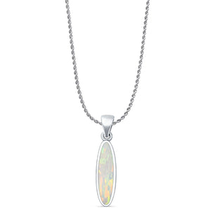 Oval Lab Opal Pendant Necklace