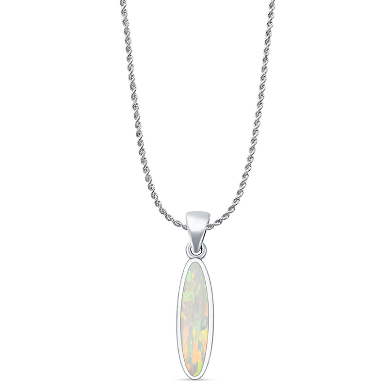 Oval Lab Opal Pendant Necklace