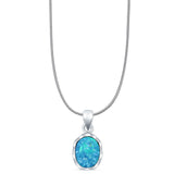 Oval Lab Opal Solitaire Pendant Necklace