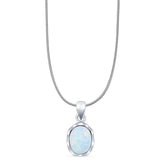 Oval Lab Opal Solitaire Pendant Necklace