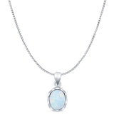 Oval Lab Opal Solitaire Pendant Necklace