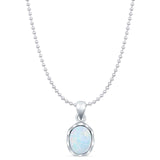 Oval Lab Opal Solitaire Pendant Necklace