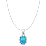 Oval Lab Opal Solitaire Pendant Necklace